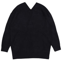 Vネックリブサイドスリットルーズニット【SALE】