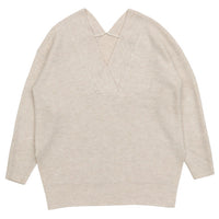 Vネックリブサイドスリットルーズニット【SALE】