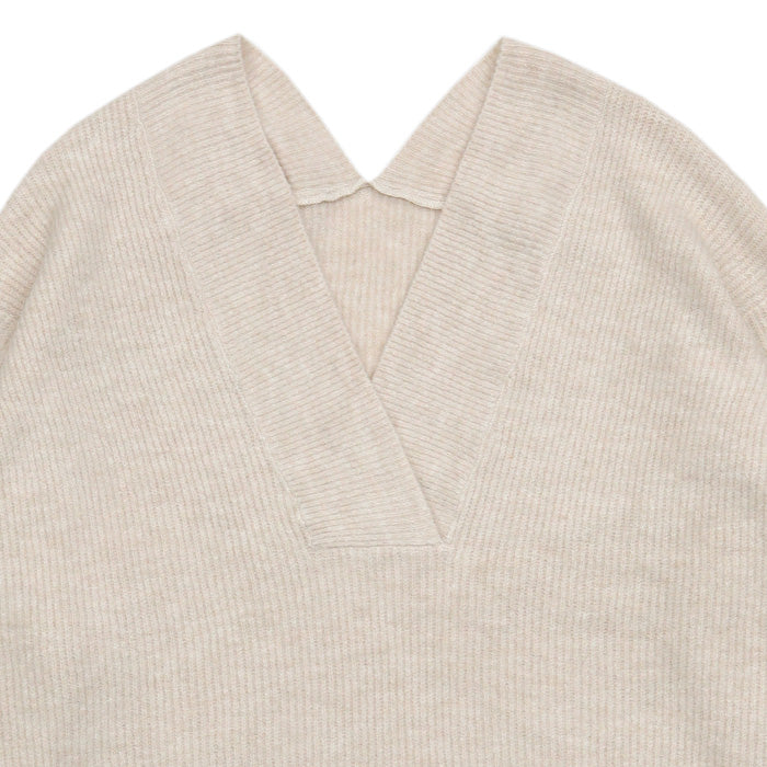 Vネックリブサイドスリットルーズニット【SALE】