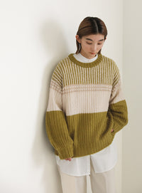 ブロックカラー配色ニット【SALE】