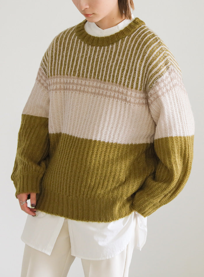 ブロックカラー配色ニット【SALE】