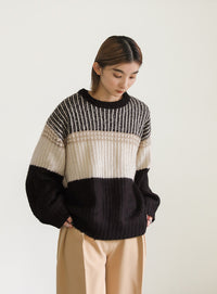 ブロックカラー配色ニット【SALE】