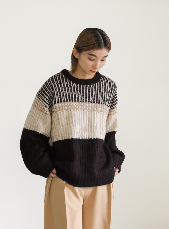 ブロックカラー配色ニット【SALE】