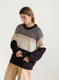 ブロックカラー配色ニット【SALE】