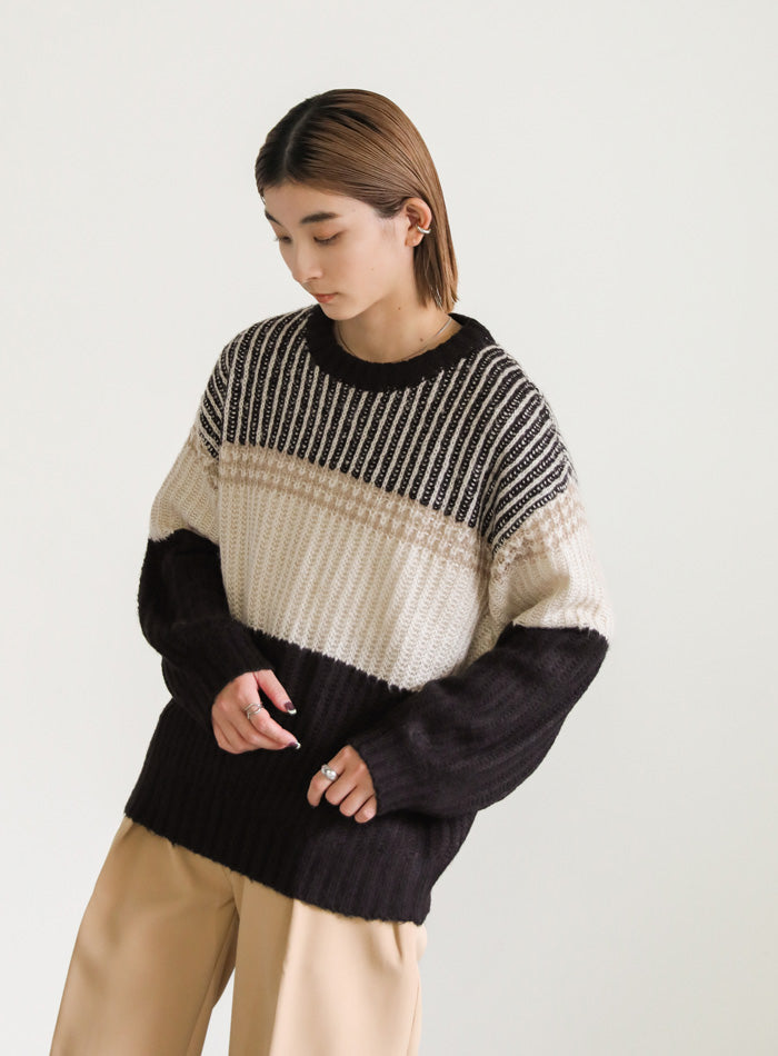 ブロックカラー配色ニット【SALE】