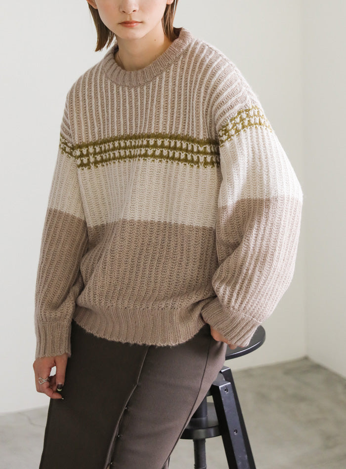 ブロックカラー配色ニット【SALE】