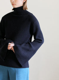 アルパカタッチフレアスリーブタートルニット【SALE】