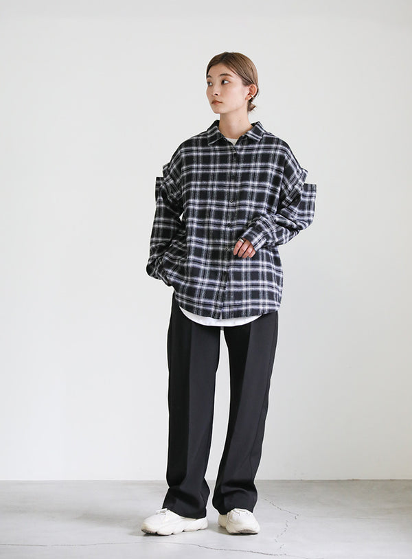 リムーバブルスリーブチェックシャツ