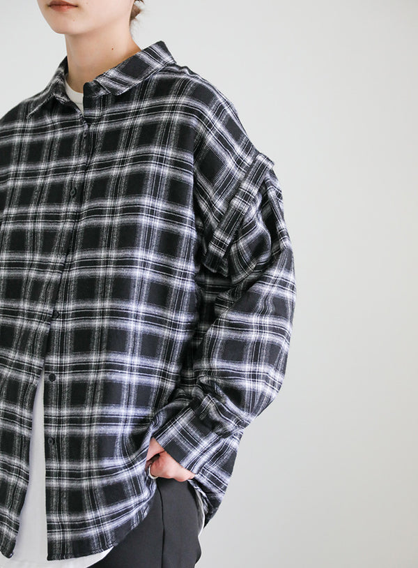 リムーバブルスリーブチェックシャツ