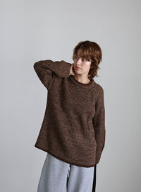 袖ラインクルーネックニット