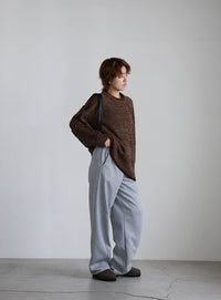 袖ラインクルーネックニット