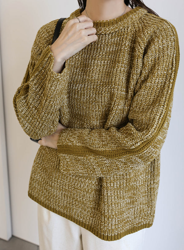 袖ラインクルーネックニット【SALE】