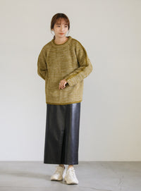 袖ラインクルーネックニット【SALE】