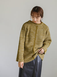 袖ラインクルーネックニット【SALE】