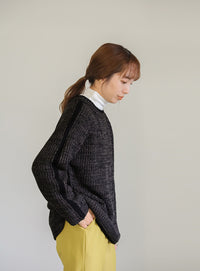 袖ラインクルーネックニット【SALE】
