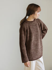 袖ラインクルーネックニット【SALE】