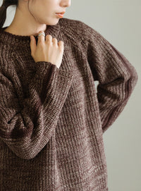袖ラインクルーネックニット【SALE】