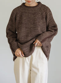 袖ラインクルーネックニット【SALE】