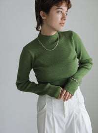 プチハイネックリブニット