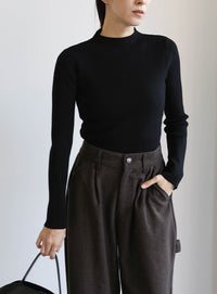 プチハイネックリブニット