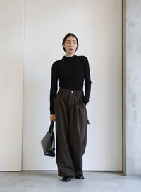 プチハイネックリブニット