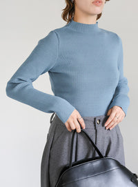 プチハイネックリブニット