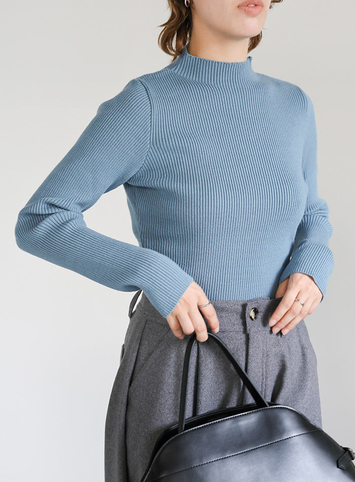 プチハイネックリブニット