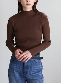 プチハイネックリブニット