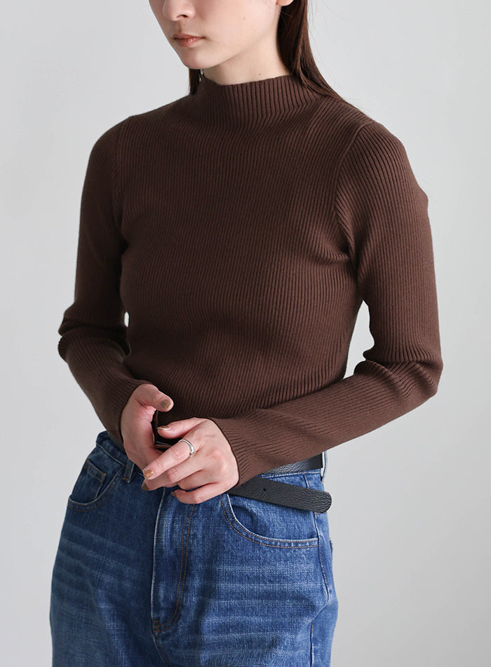 プチハイネックリブニット