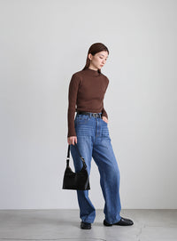 プチハイネックリブニット