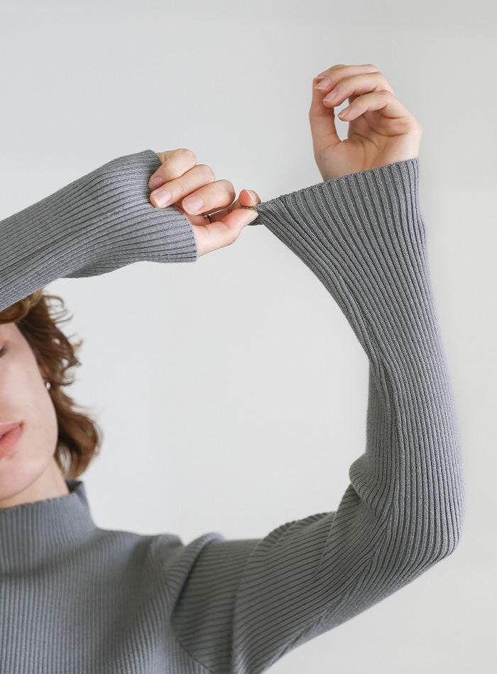 プチハイネックリブニット