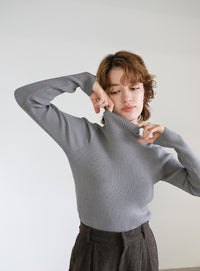 プチハイネックリブニット