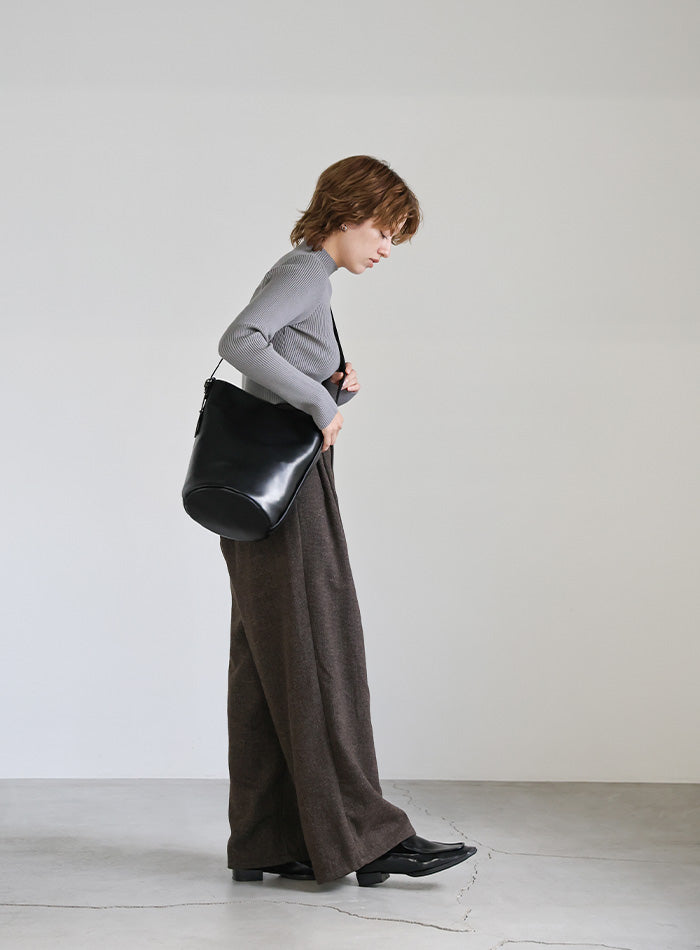 プチハイネックリブニット