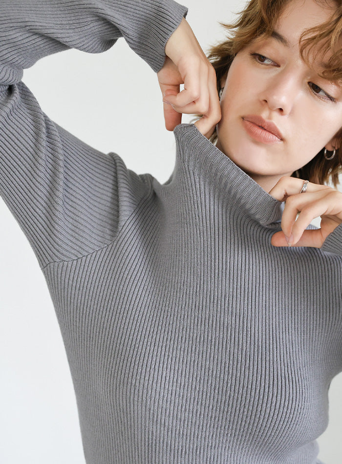 プチハイネックリブニット