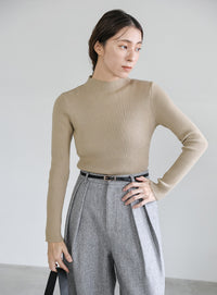 プチハイネックリブニット