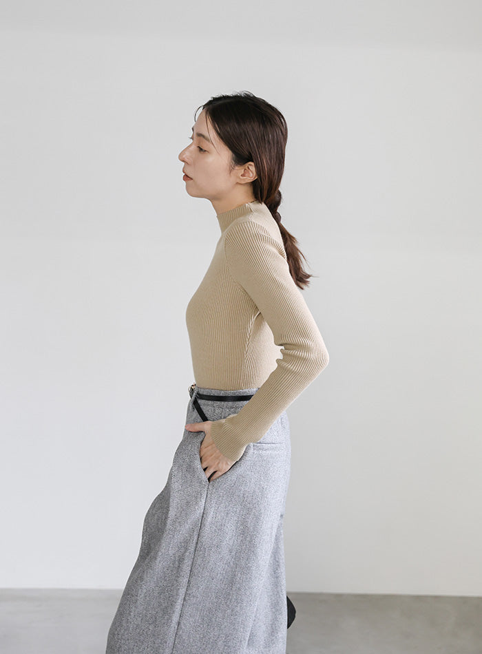 プチハイネックリブニット