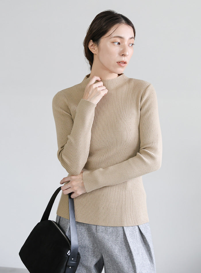 プチハイネックリブニット