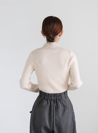 プチハイネックリブニット