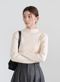 プチハイネックリブニット