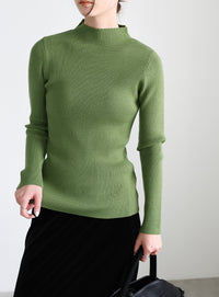 プチハイネックリブニット