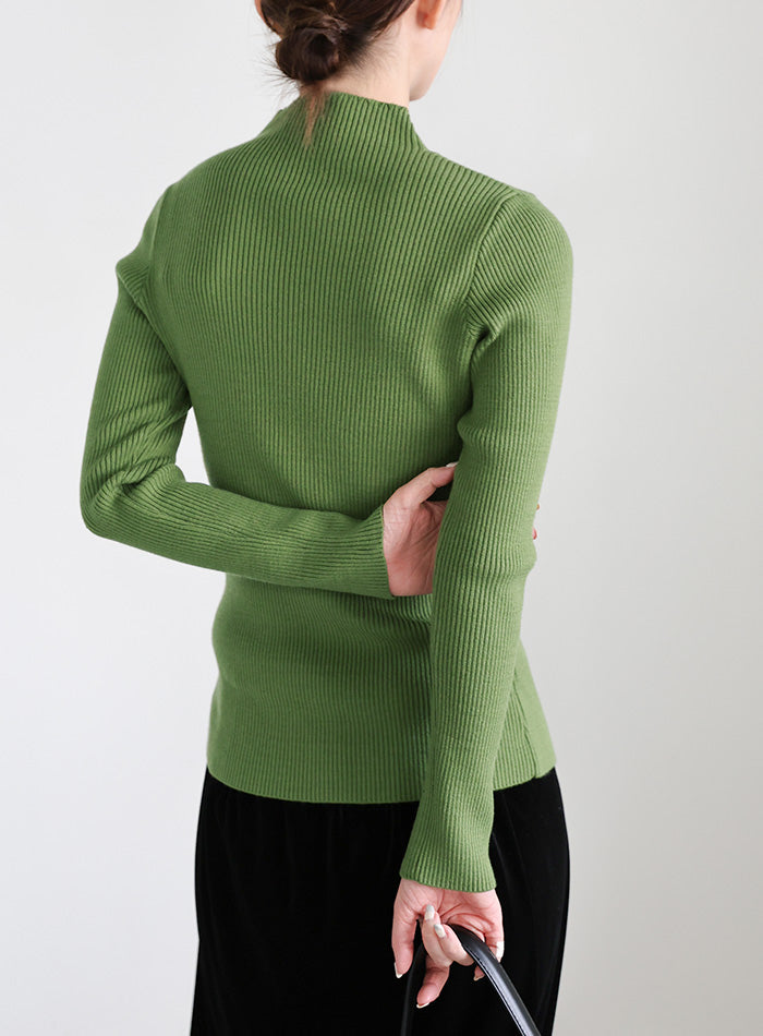 プチハイネックリブニット