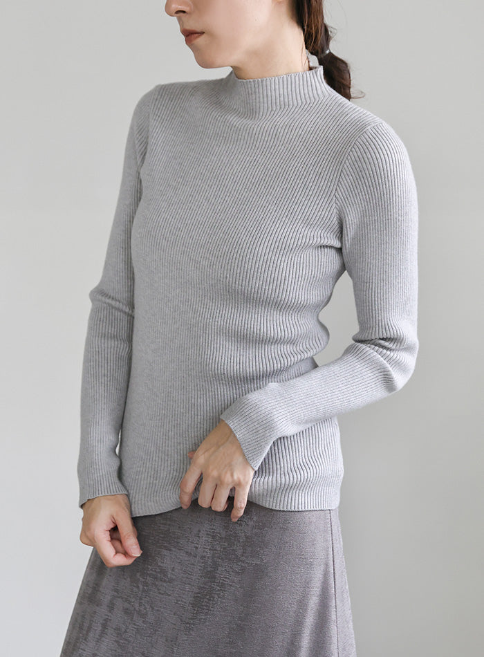 プチハイネックリブニット