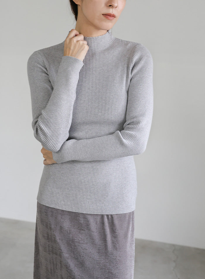 プチハイネックリブニット