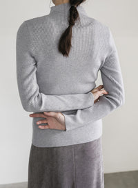 プチハイネックリブニット