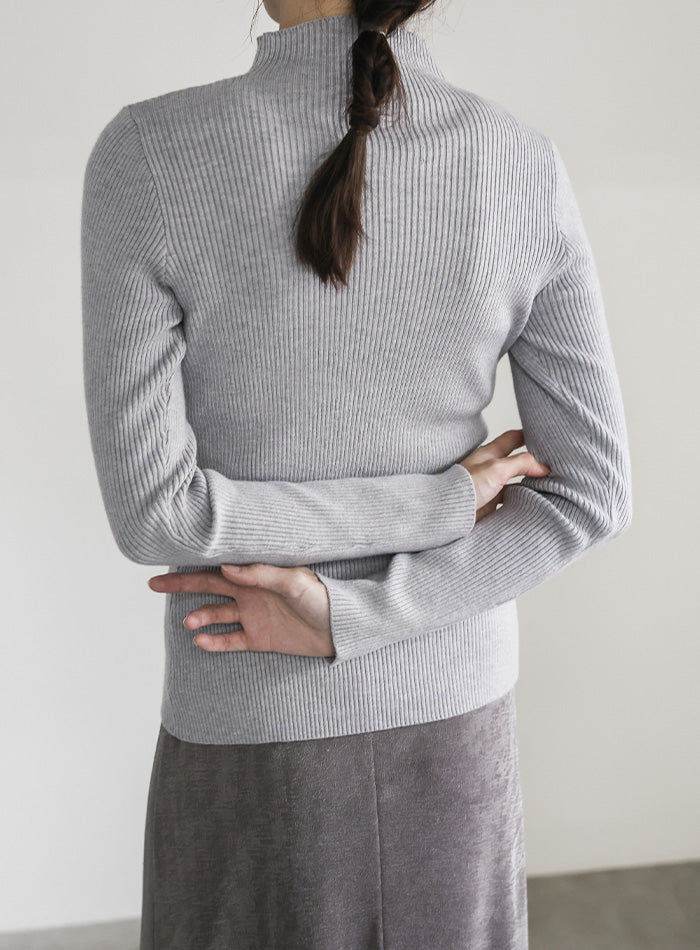 プチハイネックリブニット
