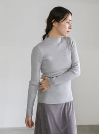 プチハイネックリブニット