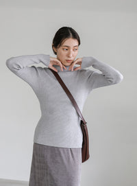 プチハイネックリブニット