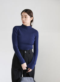 プチハイネックリブニット