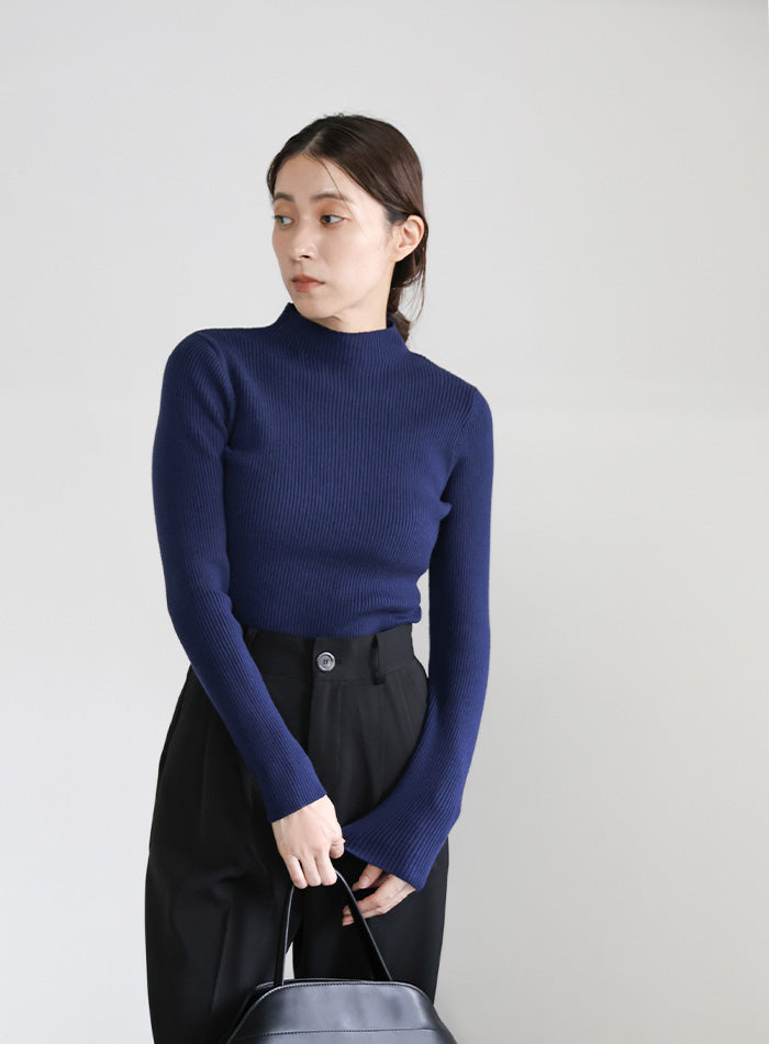 プチハイネックリブニット