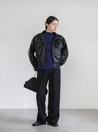 プチハイネックリブニット